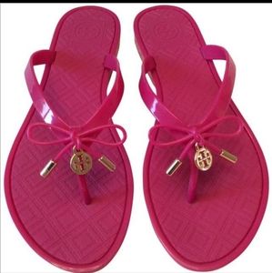 Tory Burch Pink Jelly Bow Thong Sandals